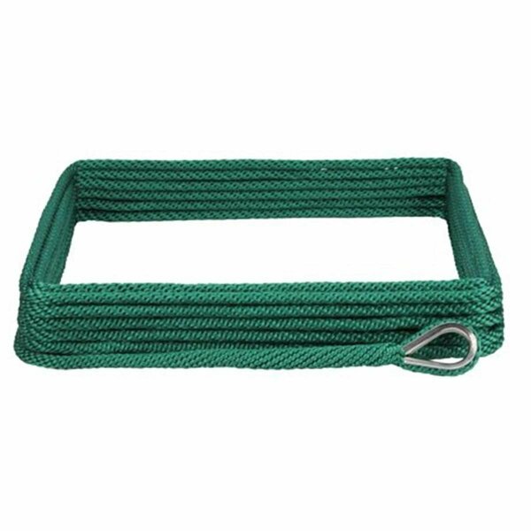 Lastplay 0.37 in. x 100 ft. Solid Braid MFP Anchor Line with Thimble Forest Green LA3081936